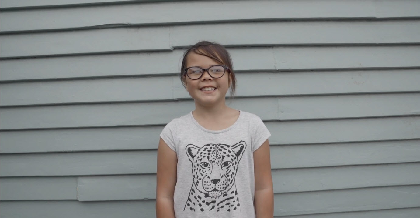 Girl wearing leopard shirt